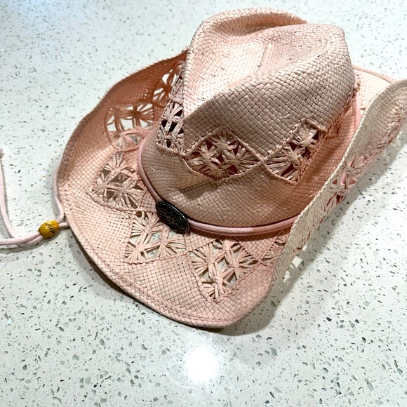 Toby Kieth Pink Straw Cowboy Hat sz L/XL - Picture 1 of 8